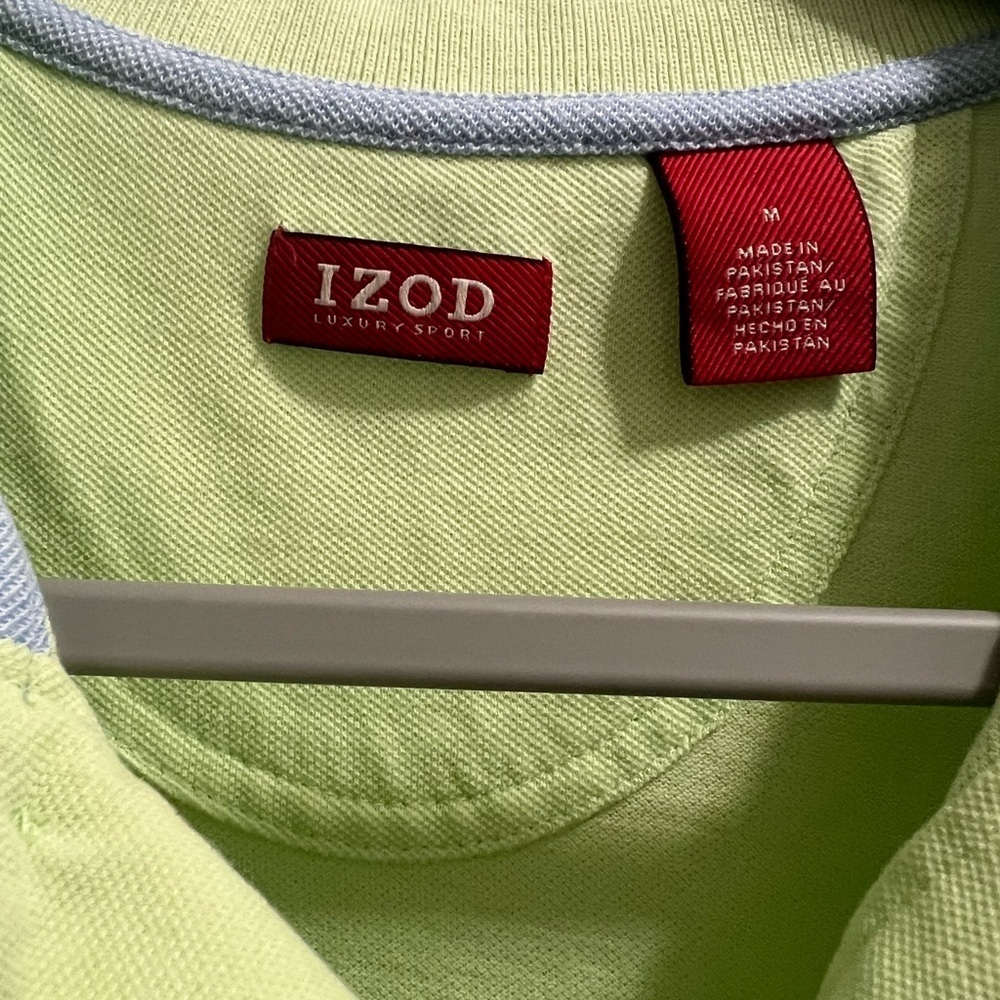 Izod Men’s Polo Size Medium Light Green Short Sleeve - Picture 4 of 4